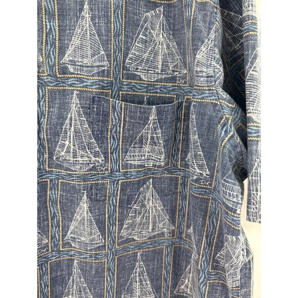 Dietrich Varez Reyn Spooner Mens Nautical Sailboat Print Blue‎ Button-Down Shirt - Picture 3 of 9